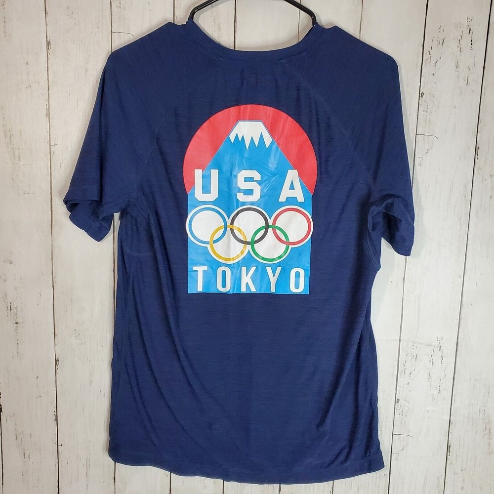 USA Olympic Team Apparel Performance Training T Shirt Mens S Blue Tokyo